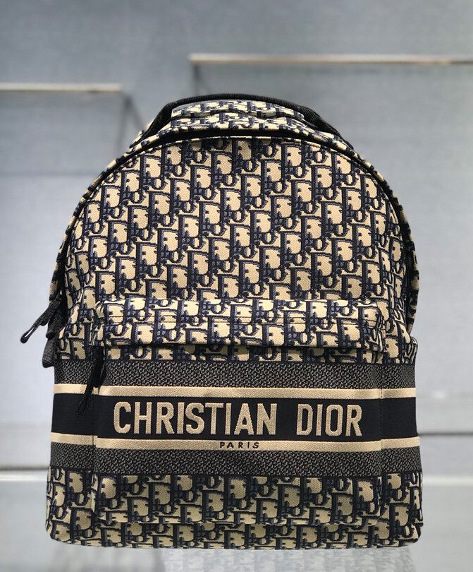 Christian Dior Diortravel Canvas Backpack Dark Blue